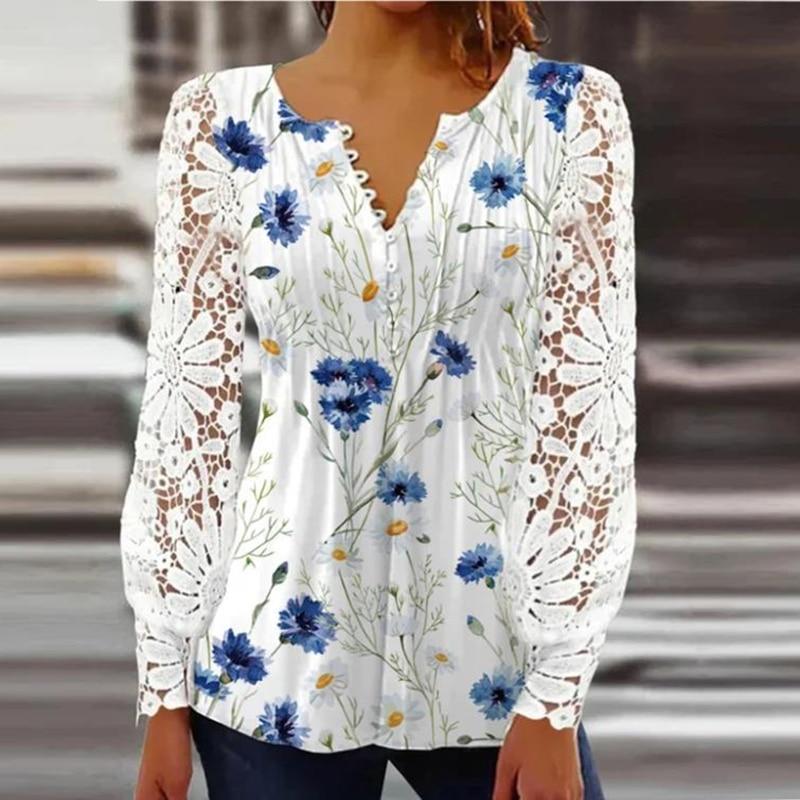 Винтажная кружевная рубашка, женские осенние однотонные топы с длинными рукавами, женские повседневные футболки, модная свободная футболка, сексуальный пуловер 2022