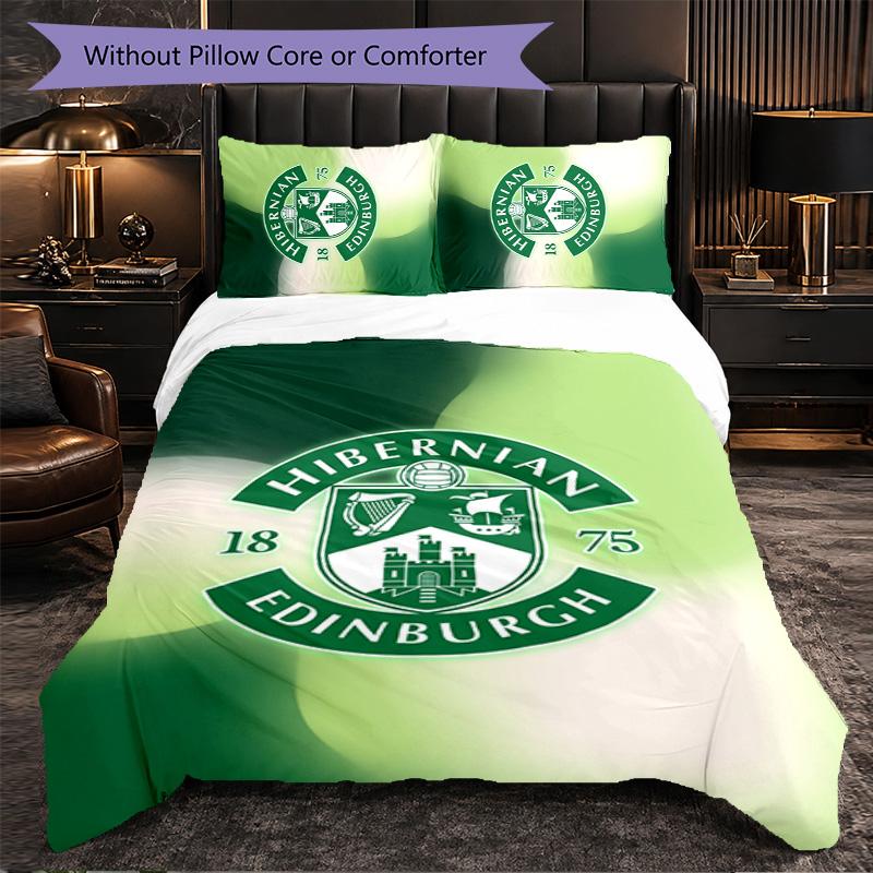 Hibernian FC Themed Bedding 3Pcs Duvet Cover Set Decorative Bed Linen For Teen Room Home Decoration