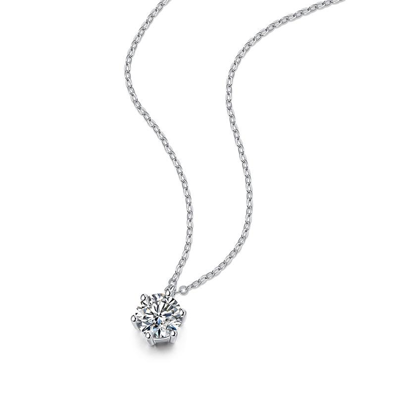 2ct Moissanite 925 Silver Necklace for Women Wedding Party Classic Sparkling Pendant