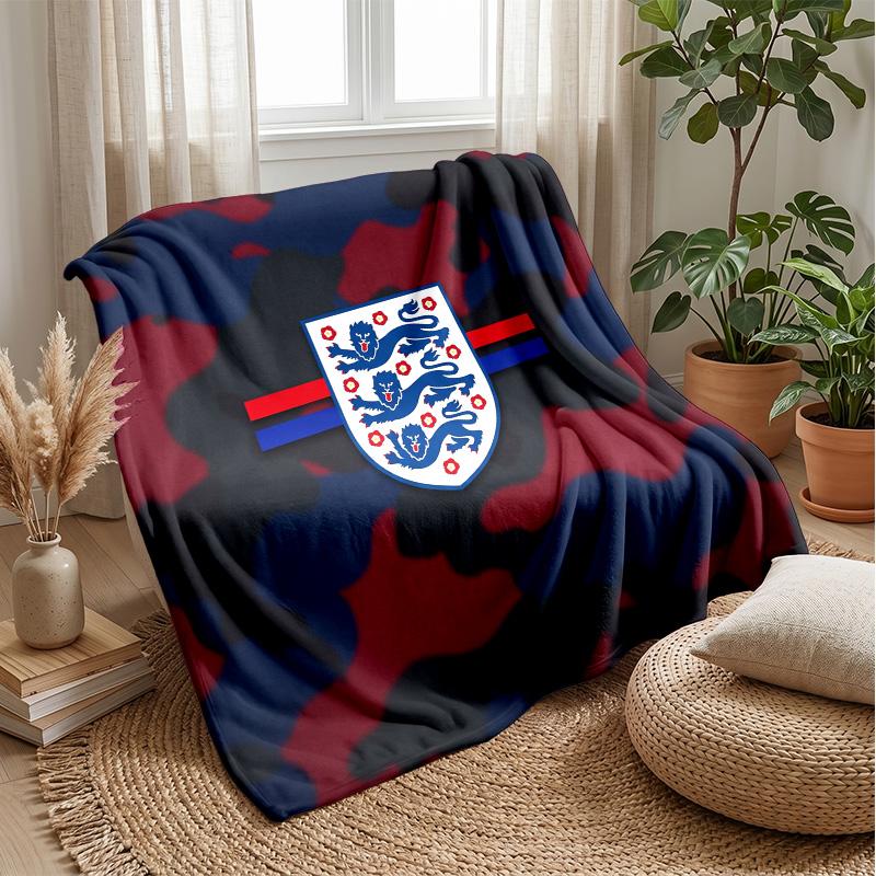 England Football Printed Flannel Blanket Skin Friendly Warm Decorative Throw for Indoor Couch Bed Daily Use