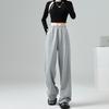 Grey Sweatpants Female Spring New Straight Pants High Waist Loose Casual Pants Short Mop Wide-leg Pants.