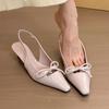 Spring and Summer New Pointed Head Bag Head Single Shoes Women's Shoes Gentle Fairy Bow Thin Heel Medium Heel Light Mouth Sandals