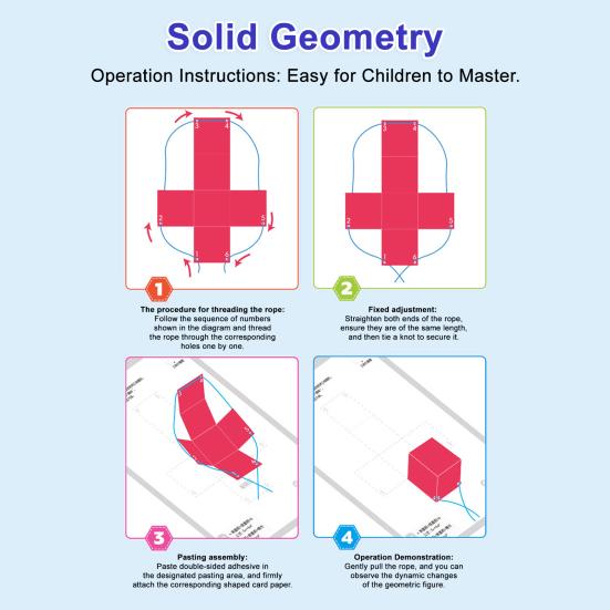 1/2 набора DIY 3D Модель Геометрии с плетеным шнурком для дергания 3D Книга для изучения геометрии с 12 телами, формулами объема и площади поверхности, обучающая игрушка