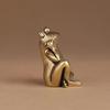 Vintage Brass Frog Statue Frog Decor Charming Contemplative Pose Desktop Ornament Tea Pet Figurine Home Office Decor
