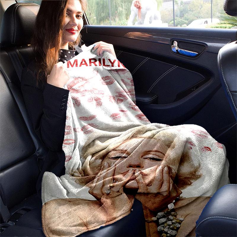 1pc Marilyn Monroe with Kiss Marks on Background print print blanket soft bedding sofa bedroom home decor fan goods q94