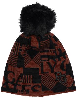 [PEARLY GATES] Унисекс Вязаная Шапка в Клетку x Логотип Узор Вязаная Косами Шапка с Брахмой UNISEX  053-3287017 051Коричневый FR