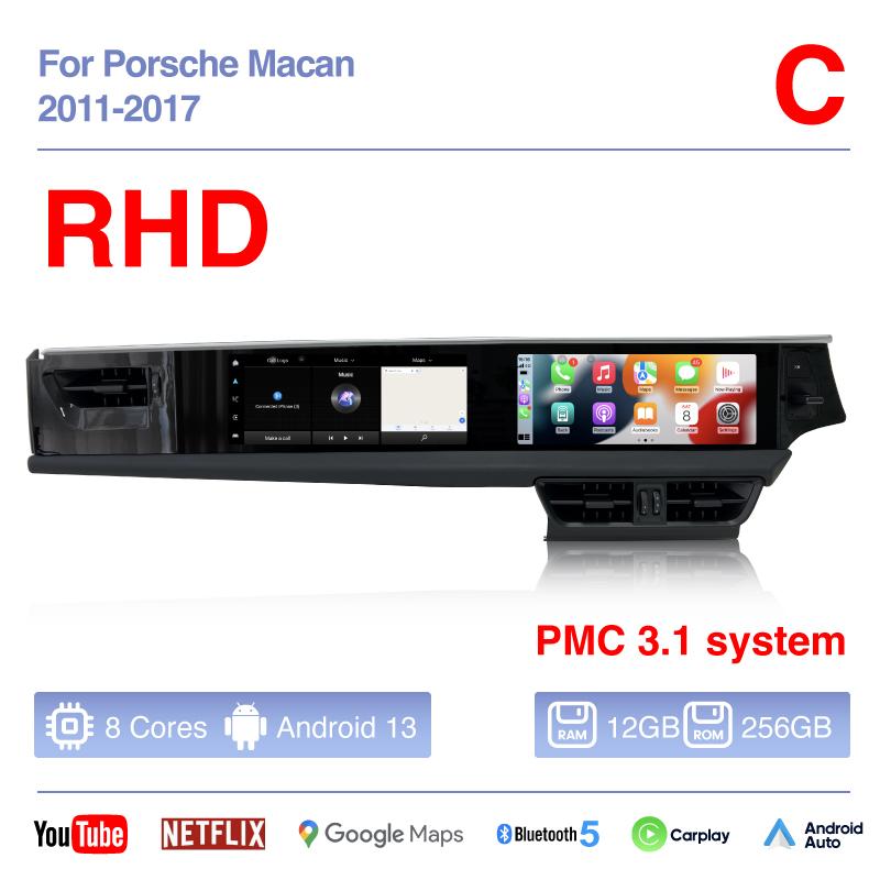 12.3Inch Dual screen Android 13 For Porsche Macan 2011-2017 Car Multimedia Video Player GPS Navigation Radio Carplay 4G Auto 360