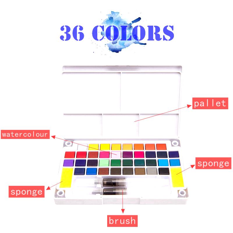 Студенческие канцелярские принадлежности для художественной живописи, портативные однотонные инструменты для акварельной живописи