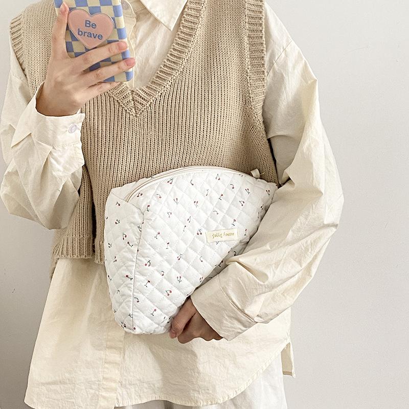 Большой вместительный качественный клатч из мягкого хлопка, женский косметический органайзер на молнии, милая косметичка, большая косметичка, портативная сумка