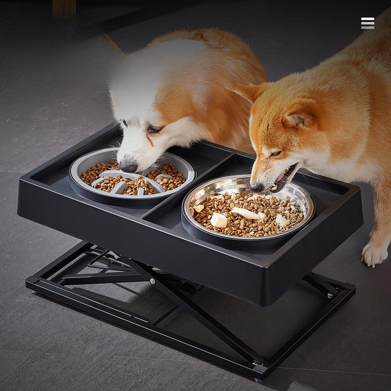 Специальная миска для кормления и поения больших собак, регулируемая миска с высокой посадкой, высококачественная защита шеи, миска из нержавеющей стали для медленного питания