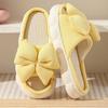 Butterfly Knot Linen Slippers for Women, Summer Home, Anti Slip, Daily Breathable, with A Sense of Stepping On Poop, Indoor Thick Sole