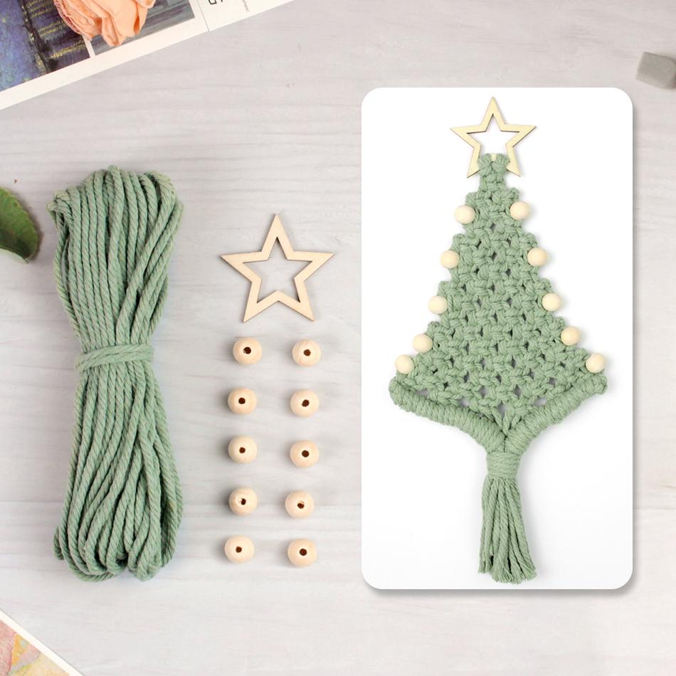 Beginner-Friendly Macrame Kit Christmas Limited Wooden Bead Tree DIY Multi-Color Polyester Festive Car Decor Gift Tutorial