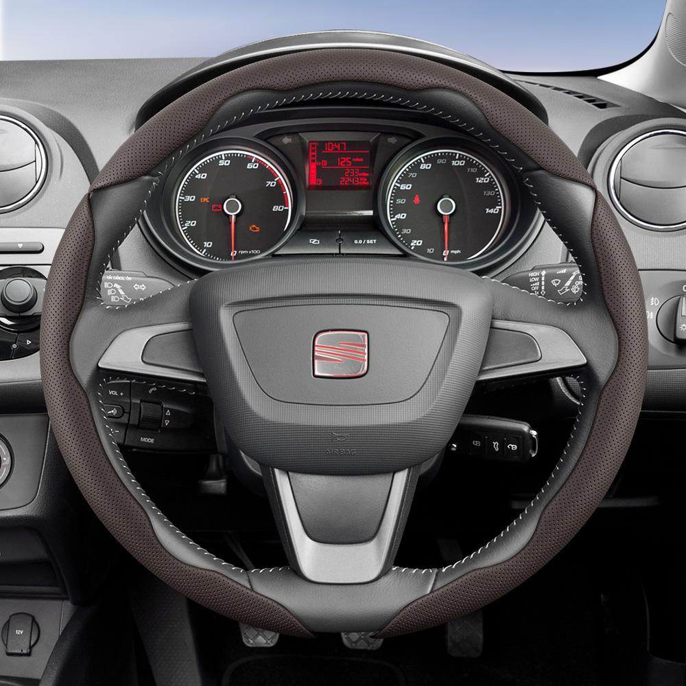 rlcp4 Suitable for Seat Breathable Leather Steering Wheel Cover with Segmented Quick-Release Design, Non-Slip and Durable, for Models Such as Ibiza,