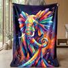 Vibrant Colorful Elephant Art Theme blanket Lightweight Warm Flannel Blanket Decorative Throw Blanket for Home Decoration