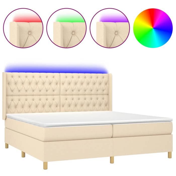 Maison Exclusive - Sommier à lattes de lit matelas et LED Crème 200x200 cm Tissu