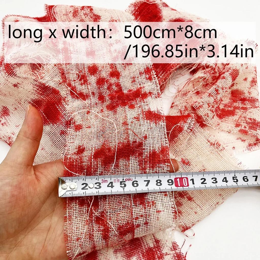 Blood Cloth Tape Horror Scene Decoration 5m Halloween Bloody Bandage Bloody Isolation Tape Yard Stain Bandage Gauze Stained