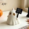Atmospheric Night Light Halloween Up Ghost Figurine, Cute Small Resin Statue, Spooky Desktop Detachable Logo Tag Ornament for Table Mantel Shelf
