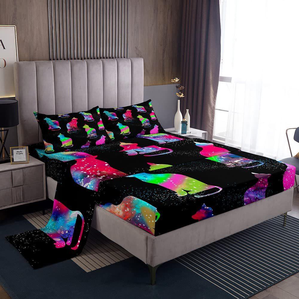 Color Rainbow Cloud Pattern Bed Hat Four-Piece Bedding Set Bedroom Dormitory Bedding Decoration