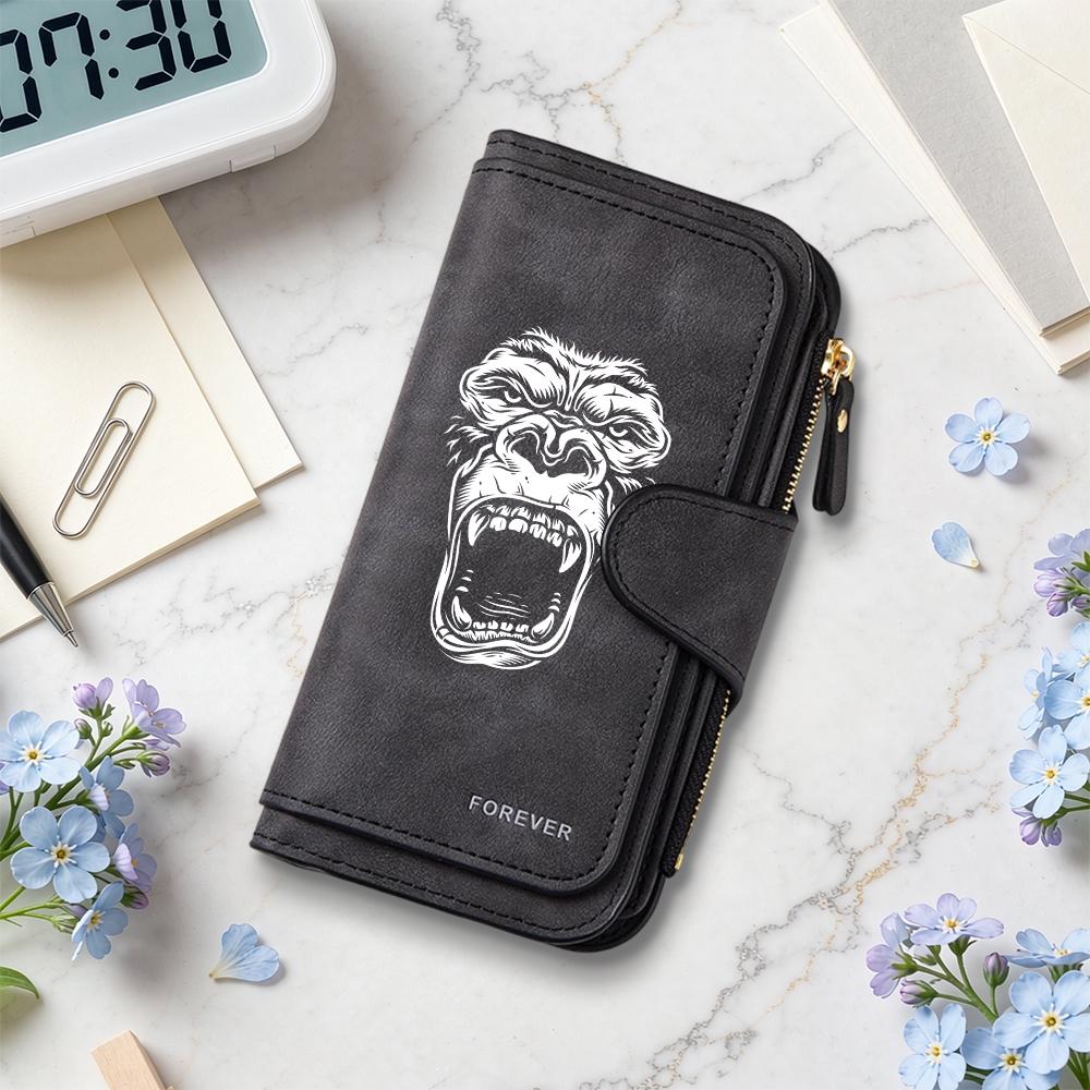 Gorilla Pattern Long Wallet Stylish Durable Card Cash Holder Casual Daily Portable Purse