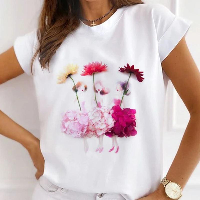 Summer Plus Size Women's Top with Letter Print Retro Pure Cotton Short Sleeved T-Shirts Women’s