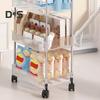 Movable Shelf with Wheels Multi-tiers Storage Rack Rolling Cart Transparent Basket Organizer Trolley for Snacks Cosmetics Bathroom