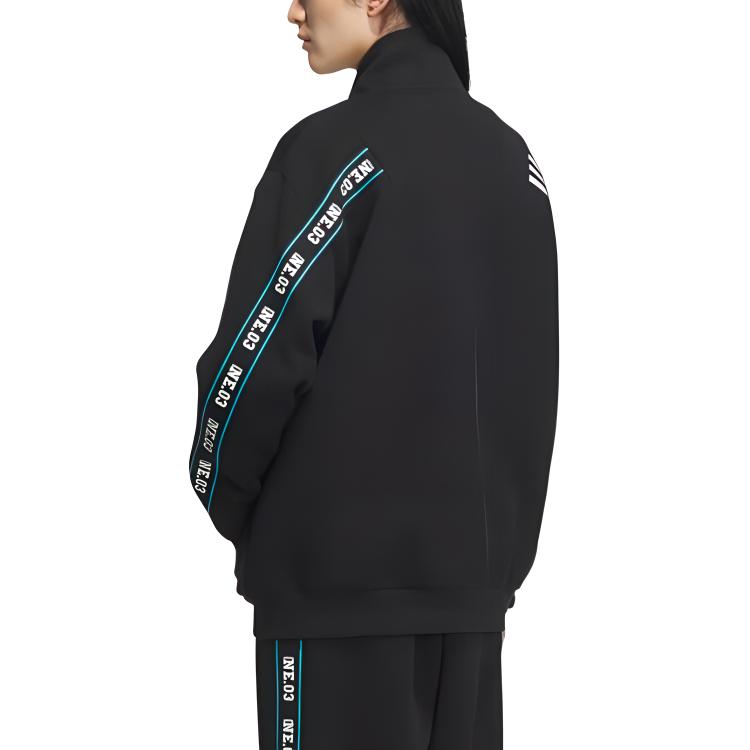 Adidas Мужская куртка с длинным рукавом и принтом в полоску с цветными блоками Neo Letter, черная IK7612