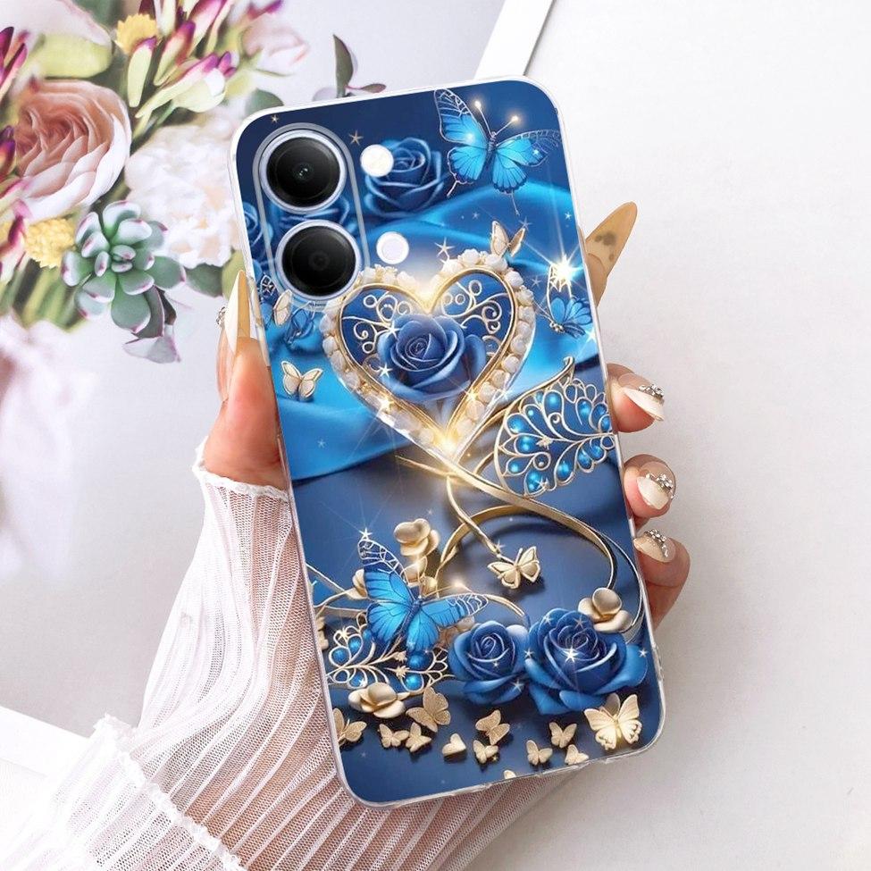 Чехол для телефона Vivo Y05, прозрачный, эстетичный, модный, с бабочкой, милым котиком, крутой, окрашенный, мягкий, для Y05 Vivo, корпус