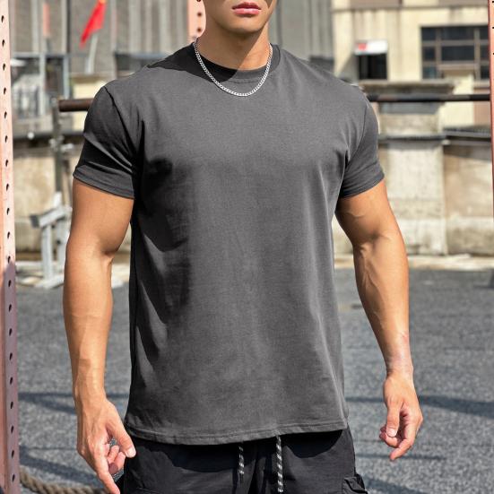 Мужские свободные спортивные футболки, летние футболки с круглым вырезом и коротким рукавом, футболки для тренировок на открытом воздухе, повседневные базовые топы для повседневной жизни, спорта и улицы