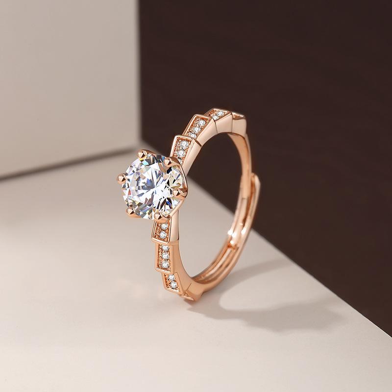 Women's Ring Temperament Light Luxury Zircon Open Ring Women