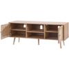 Rattan TV Stand, Boho TV Cabinet for 55 inch TV, Mid Century Modern TV Stand, Rattan TV Console with Adjustable Shelfs for Living Room, Media Room,