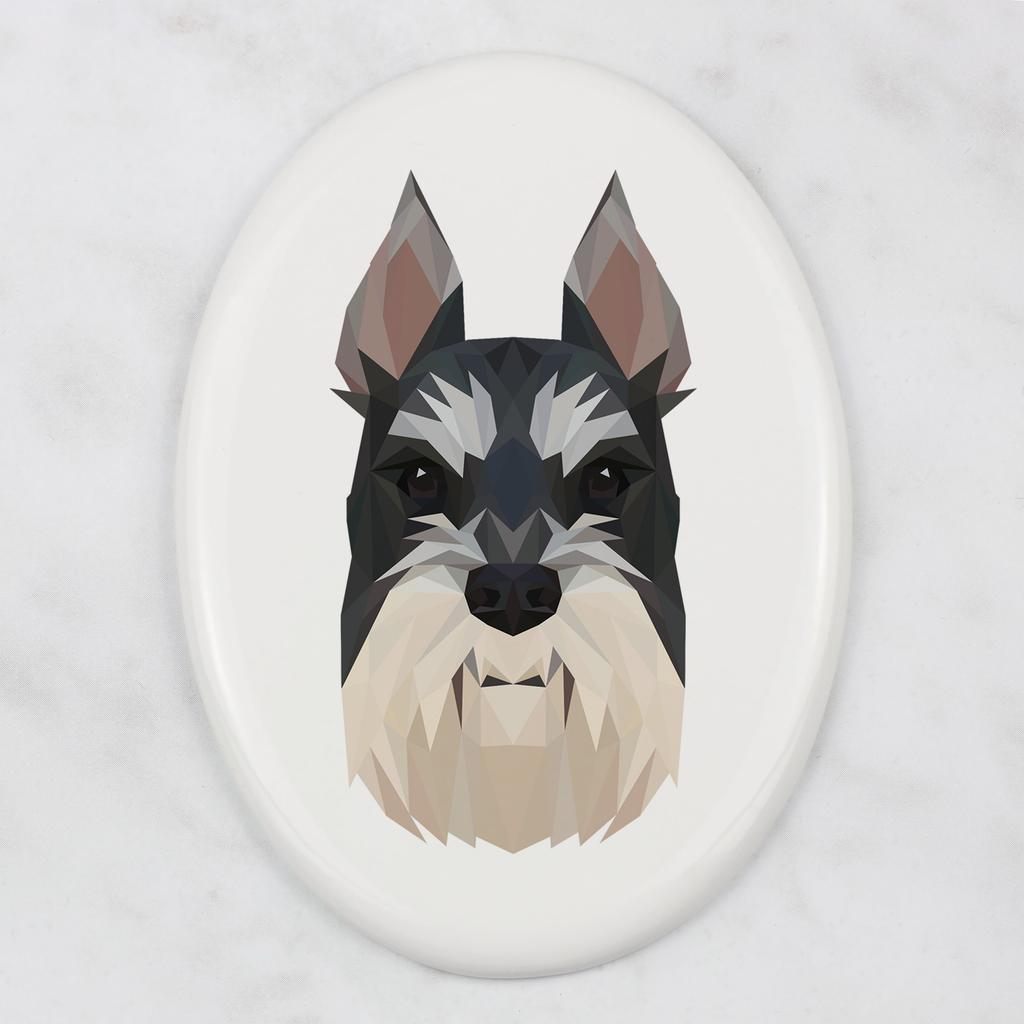 Sznaucer, Schnauzer I -Płytka Ze Zdjęciem I Napisem Geometryczna Marki Art-Dog