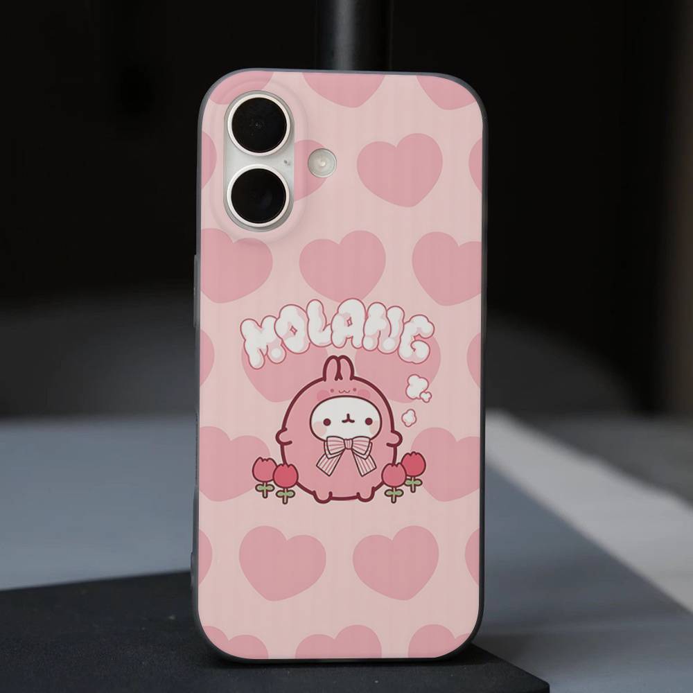 Cartoon Cute M-Molang For IPhone 17 16 15 11 12 13 14 Pro Max Plus Pro Corrugated Translucent Back Phone Cover