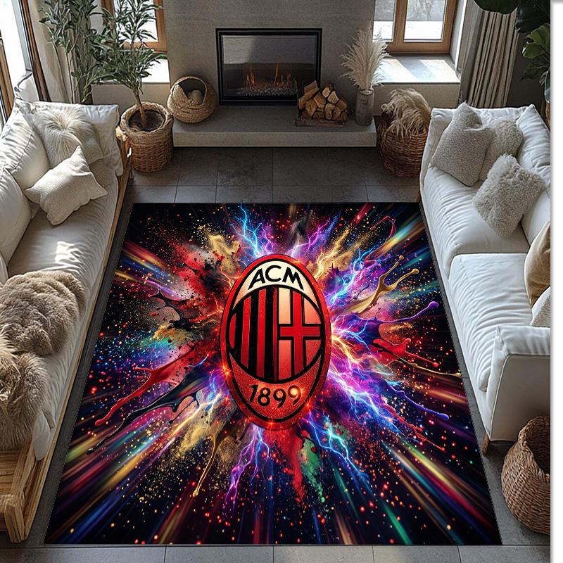 Фланелевый ковер с принтом AC Milan, нескользящий, мягкий, из полиэстера, для пола, декоративный коврик для спальни, гостиной, дивана, игровой комнаты, домашний декор
