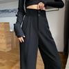 Spring Autumn Black Loose Pants Hanging Feeling Thin Women