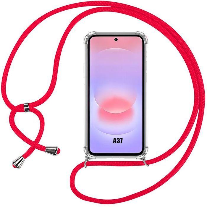 Coque Silicone - BOOLING - pour Samsung Galaxy A37 5G - Antichoc avec Cordon Rouge
