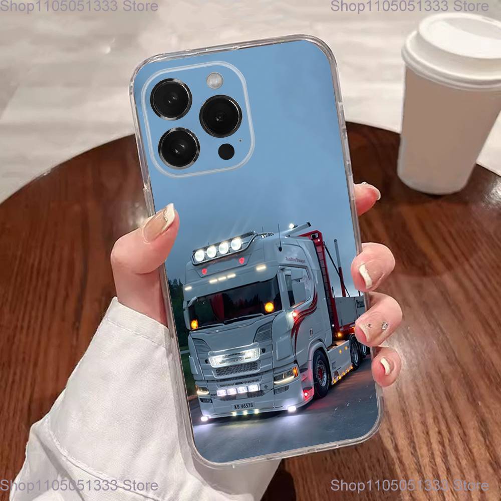 Крутой чехол для телефона с изображением тяжелого грузовика для iPhone 17,16,15,14,13,12,11 Plus,Pro,Max,XR,XS,Plus,E,SE4,Mini Прозрачная крышка