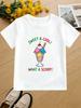 Ice Cream Sweet Cool Print Kids Cotton T Shirt Boys Girls Parent Child Matching Short Sleeve Summer Children Daily Family Tees