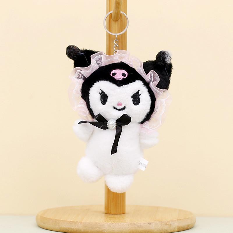 Милый брелок-плюшевая игрушка Sanrio Kuromi, очаровательная коротковорсовая мягкая кукла 12 см
