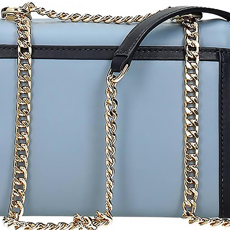 Michael Kors Whitney Whitney Сумка-конверт на цепочке с золотой пряжкой для ежедневного ношения Сумка через плечо с клапаном из кожи Женская синяя