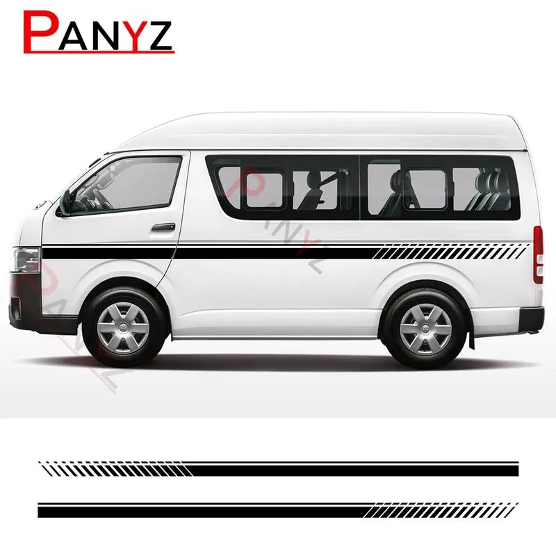 2PCS Racing Car Door Waist Line Side Stripes Stickers For Toyota Hiace 200 Auto Decor Vinyl Film Decals Tuning Accessories