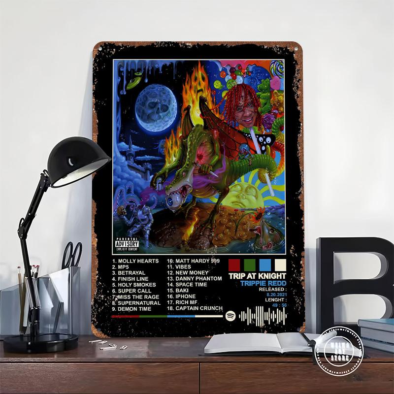 Trippie Redd Trip At Knight Album Metal Poster Customized Wall Art Retro Vintage Tinplate Signs for Bedroom Decoration Room