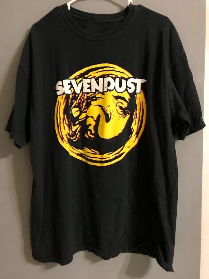 Retro Sevendust Band Album Cotton Black T Shirt All Size UR345
