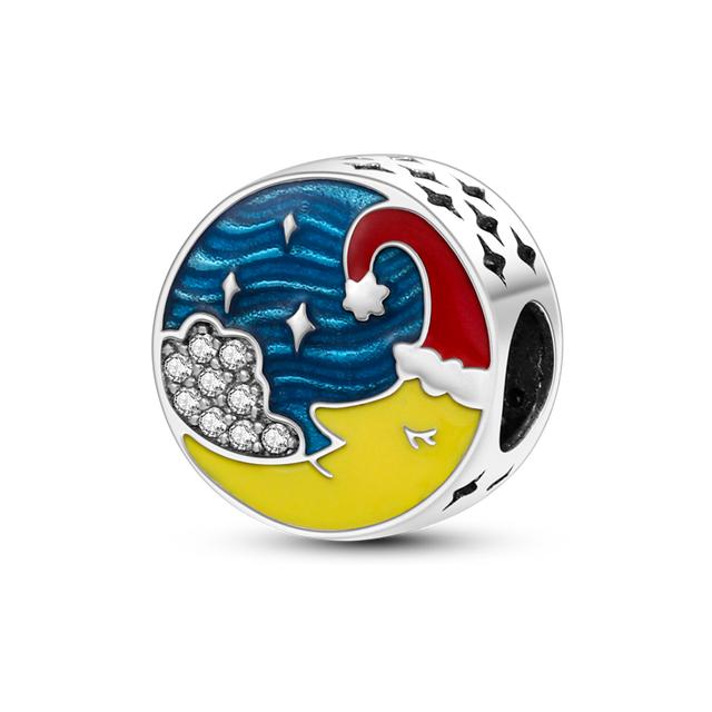 Луна, Солнце, Звезда, Галактика, висячий кулон, подвески, бусины, серебряный цвет, подходит для браслета для женщин, ювелирные изделия своими руками, маркировка, подарок