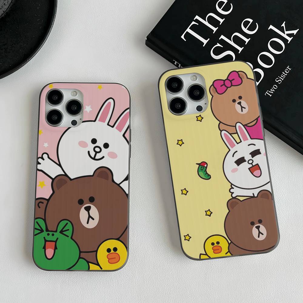 Мультяшный Милый C-Кони B-Браун Чехол для Телефона Для IPhone 17 16 15 14 13 12 11 Pro Max Plus Гофрированный Бампер Задняя Крышка Корпус