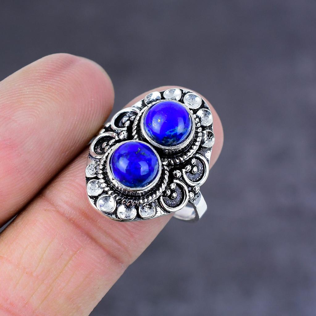 Lapis Lazuli Handmade 925 Sterling Silver Jewelry Ring Size 10 Gift For Her K4T64