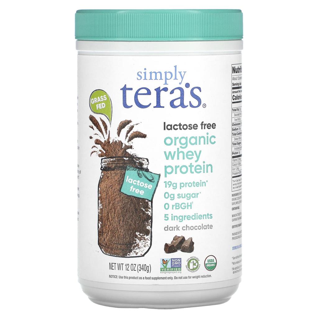 Simply Tera's Organic Whey Protein, Dark Chocolate, 12 Oz (340 G)