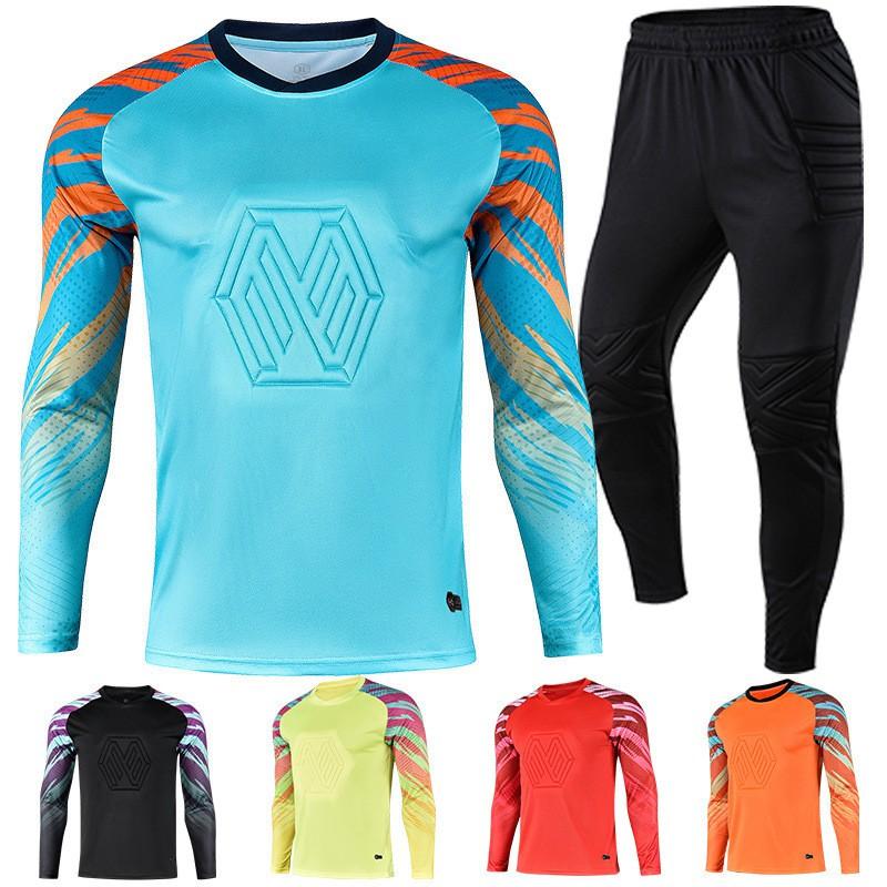 Kids Adult Goalkeeper Soccer Jersey Set Long Sleeve Top Pants Breathable Bamboo Fiber Uniform Training Match