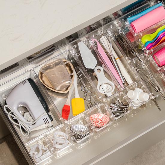 16 шт. универсальные прозрачные органайзеры для ящиков, коробки для хранения, гладкие края, без заусенцев, косметика