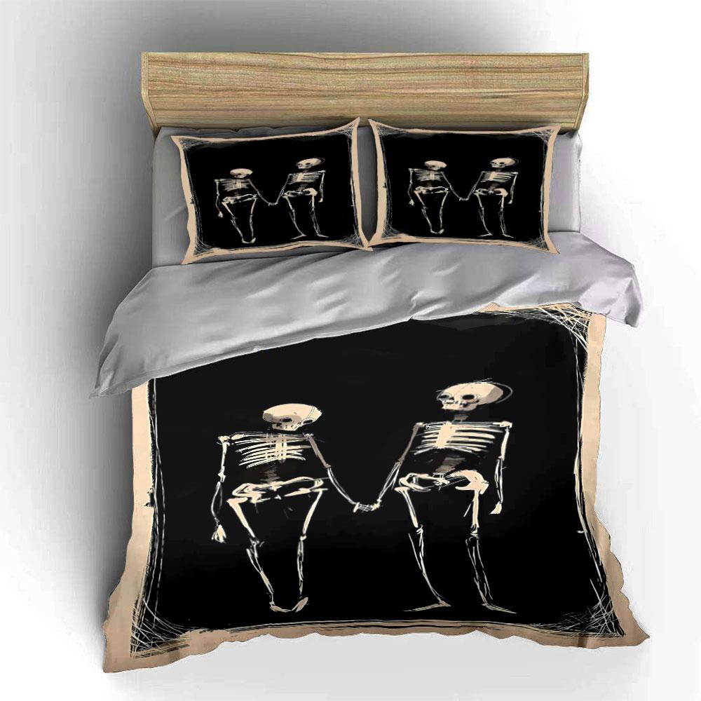 Skeletons holding hands. Bedding sets Duvet cover sets Duvet covers Pillowcases(1 * Duvet Cover 2 * Pillowcases without duvet insert)