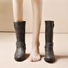 Модные женские сапоги до середины голени с пряжкой на толстом каблуке, ковбойские сапоги в стиле вестерн из искусственной кожи, панк-готические сапоги, мотоциклетная обувь 2024